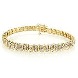 2.00 Carat. 14K Yellow Gold Diamond Flexible S Tennis Bangle - 7