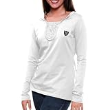 NFL Cutter & Buck Oakland Raiders Ladies Dulcet Long Sleeve Henley T-Shirt - White (Medium)
