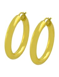 14 Karat Yellow Gold 5x35-mm Polished Tube Hoop Earrings