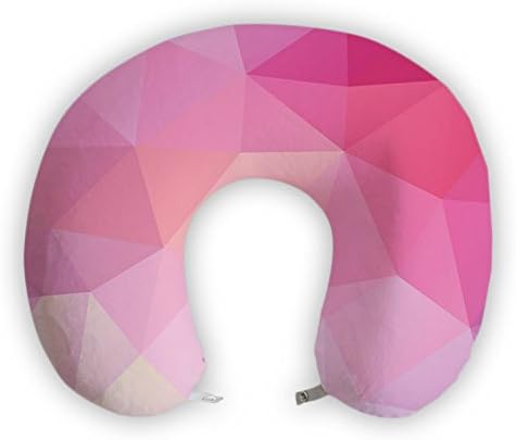 JessPad® U-Shape Travel Pillow Pink Geometry Triangle Puzzle Memory Foam Neck Pillow