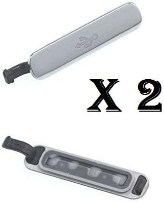 2 x USB Charger Dock Port Cover Dust Shield Waterproof Samsung Galaxy S5 i9600 Silver ～ USA