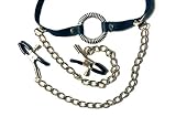 Fetish Fantasy O-ring Gag With Nipple Clamps, Black