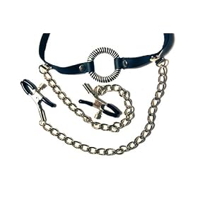 Fetish Fantasy O-ring Gag With Nipple Clamps, Black