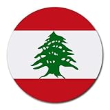Lebanon Flag Round Mouse Pad