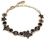 Pilgrim Damen-Armband Blumen vergoldet schwarz 20cm 349-902