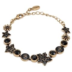 Pilgrim Damen-Armband Blumen vergoldet schwarz 20cm 349-902