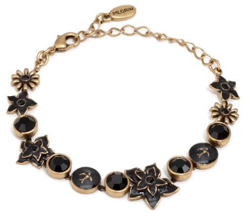 Pilgrim Damen-Armband Blumen vergoldet schwarz 20cm 349-902 Preisvergleich