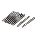 uxcell トルクスドライバービット 磁気チップ 修復ツール セキュリティツール 丸いハンドル メタル 10個入り