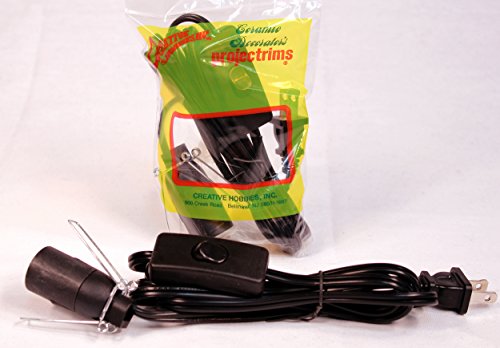 Creative Hobbies® Cord Set with Rocker Switch and Plug, 6 Foot Black, SPT-2, for Himalayan Salt Lamps, Selenite Lamps and Similar Lighting Applications