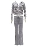 Ladies Plus Size Velour Hoody Tracksuit Grey