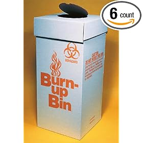 Fisherbrand Burn-up Bin Biohazard Waste Boxes; 12L x 12W x 27 in. H (30 x 30 x 69cm); Floor
