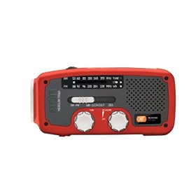 Et&oacute;n FR160R Microlink Self-Powered AM FM NOAA Weather Radio with Flashlight, Solar Power and Cell Phone Charger (Red) by 