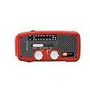 Etón NFR160WXR Microlink Self-Powered AM/FM/NOAA Weather Radio with Flashlight, Solar Power and Cell Phone Charger (Red)