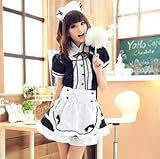 【メイド服・コスプレ衣装】 M 定番 デザイン! 上品な メイド コスチューム コスプレ4点セット 黒 ブラック
