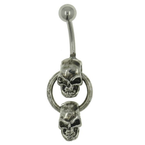 Buy Pugster Double Skull Dangle Belly Ring
