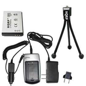 HQRP Battery and Battery Charger for Canon Powershot SD890 IS, SD900, SD950 IS, SD970 IS, SD990 IS, SX200 IS Replacement plus HQRP Mini Tripod