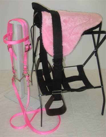 MINIATURE HORSE / SM PONY BAREBACK SADDLE SET SOFT PINK
