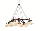 Kichler Lighting 2055OZ Structures 5-Light Halogen Chandelier, Olde Bronze with Light Umber Glass