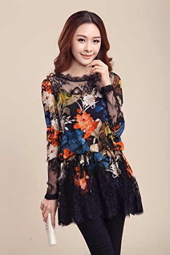 チュニック レース ドレス 透け ワンピース 花柄 セクシー 長袖 ラウンドネック ミニ ミニスカート キュート カジュアル パーティ ２次会 レディース 秋物 冬物 可愛いスカーフ付き R272