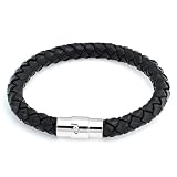 Bling Jewelry 8mm Black Braided Leather Cord Bracelet