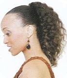Afro Beauty Collection Human Hair Drawstring Ponytail - H-DeepWiglet - Color FS1B-M - Off Black with Burgundy