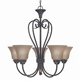 Westinghouse 64082 Symphony Hall Five-Light Chandelier, Distressed Black with Speckled Bronze Globes