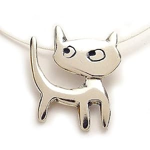 catitude sterling silver charm necklace