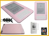 Value Combo- Pink Silicone Case for Amazon Kindle 2 (2nd Generation) Ebook Reader +LCD Screen Protector+ Free Fishbone Style Keychain