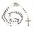Genuine Garnet and Sterling Silver Beaded Rosary Necklace - 4MM Bead - 26IN Necklace Part