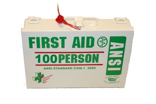 First Voice ANSI-100M 100 Person Metal First Aid Kit with Supplies, 16