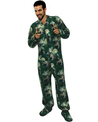 The Office Three Wolf Moon Pajamas - 3 Wolf Moon Footed Pjs