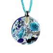 Murano Glass Pendant Jewelry - Round L Blue/Silver Style2