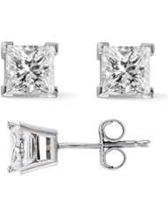 0.66 Ct. Princess Cut Diamond Stud Earrings by McQueen Jewelry (K, VS2) Push Back