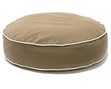 IMAGE OF Dog Gone Smart Bed Canvas Round Bed with Ecru Piping, Khaki,  X-Large,  42