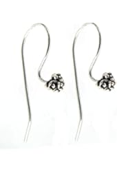 4 pcs Bali .925 Sterling Silver Ear Wire Earwires Flower French Hook / Earrings Connector / Findings / Antique