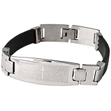 Spanish Lord's Prayer Leather Stainless Steel Bracelet 8"