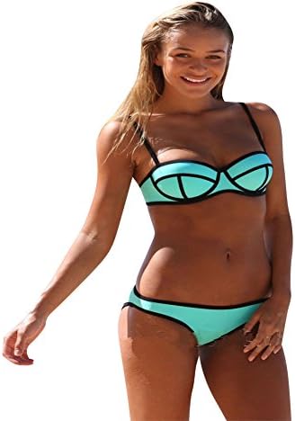 Plovi Women's Push up Bright Diving Suit Bikini Set Mint Green