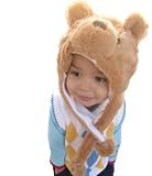 Childrens Cozy Plush BEAR Hat with Ear Covers- Toddler Boy or Girl