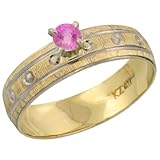 10k Gold Ladies' Solitaire 0.25 Carat Pink Sapphire Engagement Ring w/ Rhodium Accent, 3/16 in. (4.5mm) wide (Available in Sizes 5 to 10) Size 8