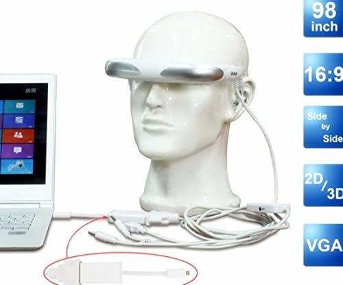 Portable Eyewear 98-Inch 16:9 Widescreen Multimedia Player Portable Video Glasses Virtual Theatre 2D/3D Video Glasses Pivew