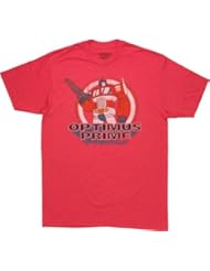 Apparel: Transformers Optimus Prime Optifine Mens Slim Fit T-Shirt, Red Heather, Large