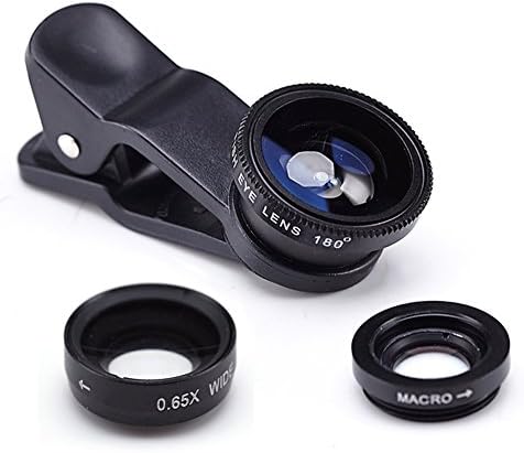ECBuddy Universal 3-in-1 Camera Lens Kit for iPhone 6 Plus, 6S, 6, 5S, iPad, and Most Cell Phone ( Fish Eye Lens + Wide Angle Lens + Macro Lens + Universal Clip ) (Black)