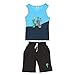 PanDaDa Baby Boy's Tree Sleeveless Tank Tops Vests T-shirts Blouse Pants 0-3Y (2-3 Years, Blue)