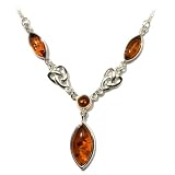 Certified Genuine Honey Amber and Sterling Silver Celtic Love Knot Classic Necklace