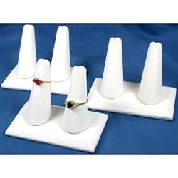 3White Leather Double Ring Showcase Countertop Displays