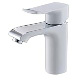 Tophome 洗面水栓 キッチン水栓 現代的 コンパクト 混合水栓 シングルレバー 水栓金具 立水栓　蛇口 水栓 洗面台 洗面ボール用 (160mm, ホワイト)