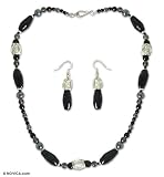 Onyx jewelry set, 'Princess' 0.4 W 19.7 L