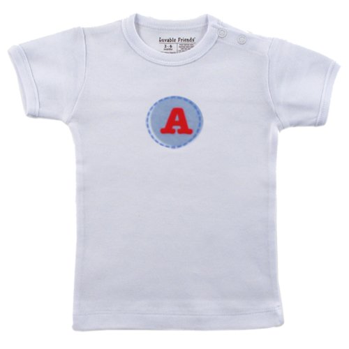 Hudson Baby Personalized Initial Tee Top - A, Boy, Blue/Red, 6-9 Months