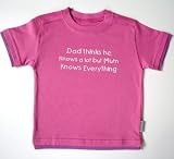 Dad thinks he knows a lot but mum knows everything' fuchsia 2-3 years layered short sleeve tee t-shirt