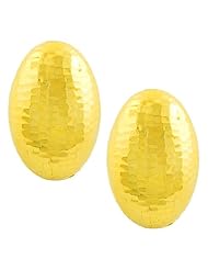 14 Karat Yellow Gold Hammered Puffed Oval Earrings